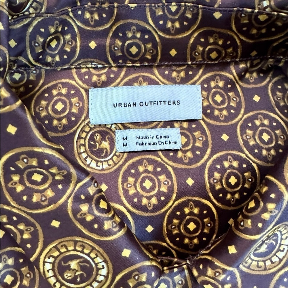Urban Outfitters Brown & Gold Printed Button-Down Shirt - Picture 9 of 16
